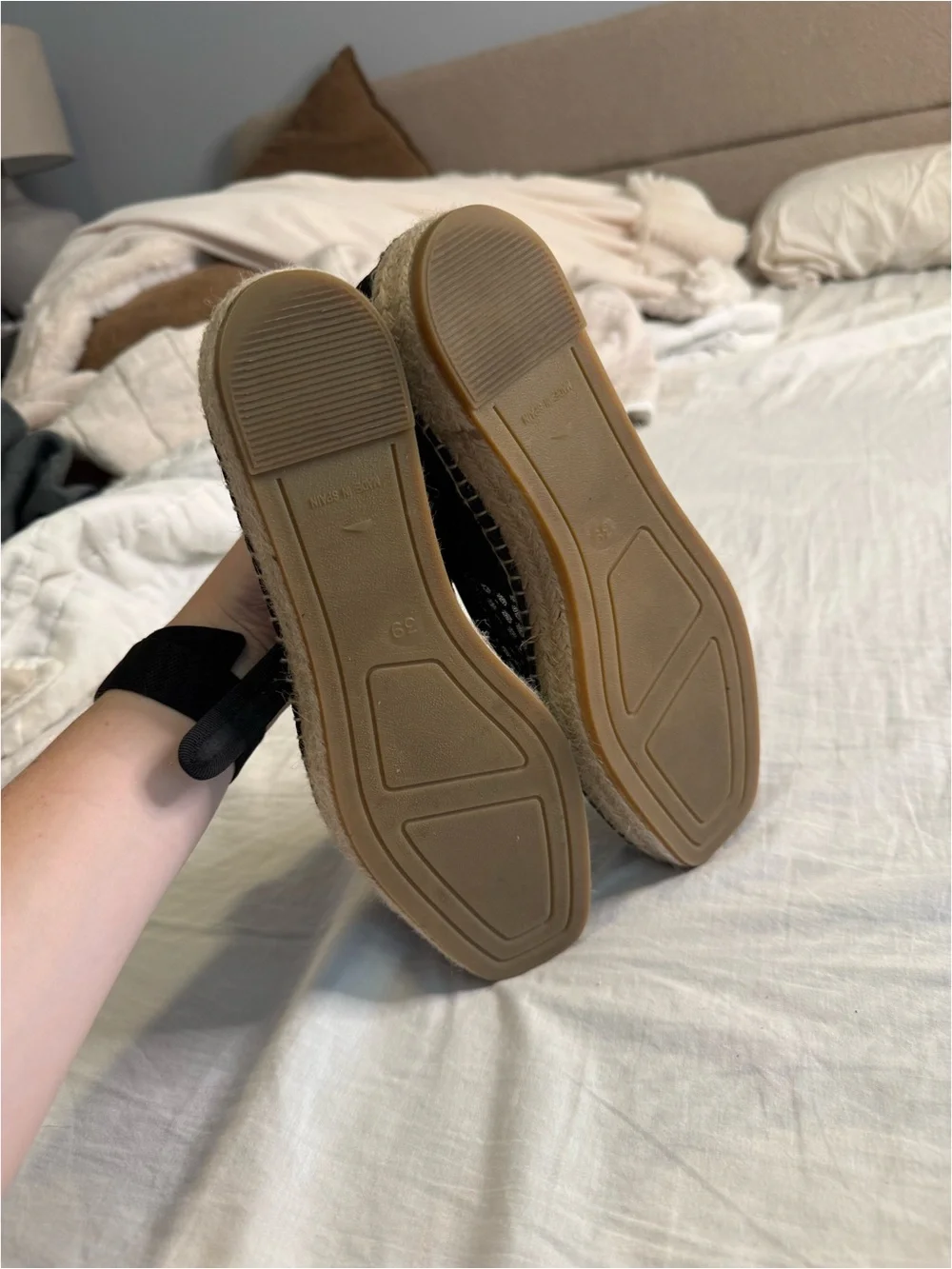 Black Mesh Espadrille Mary Jane Flats